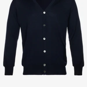 Merino Wool Cardigan Navy