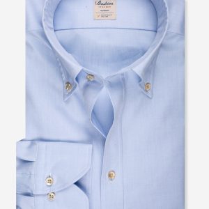 Button Down Plain Fitted Body Shirt Blue