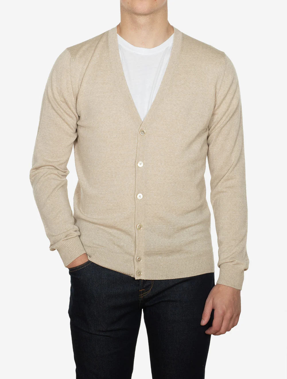 Knitted Cardigan Merino Beige – Image 2