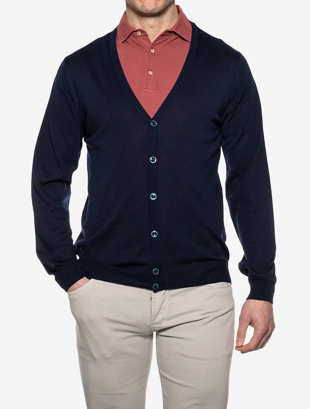 Knitted Cardigan Merino Navy – Image 2