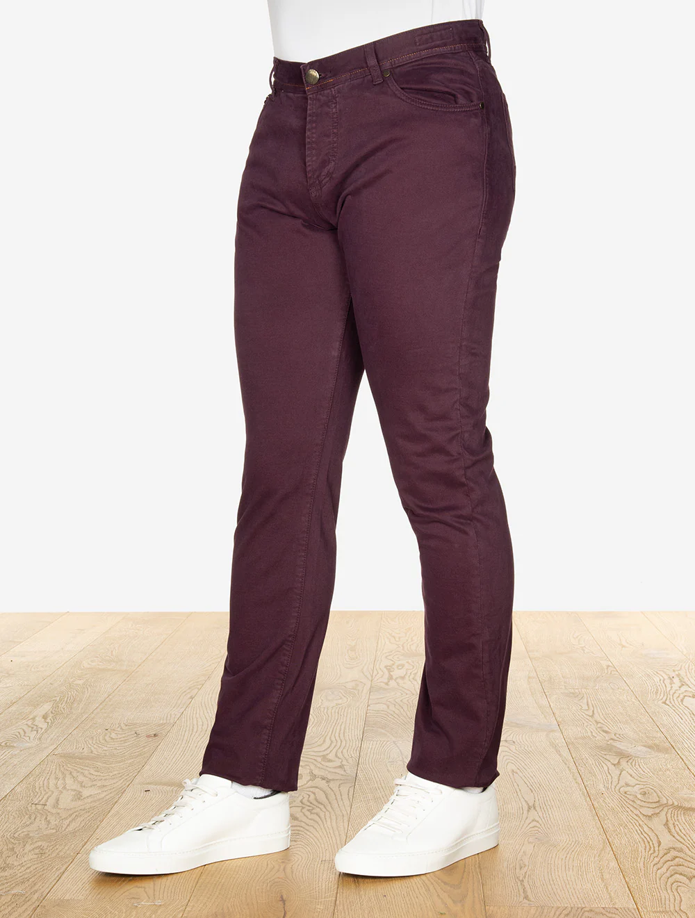 Luxury Denim Jeans Burgundy – Image 2