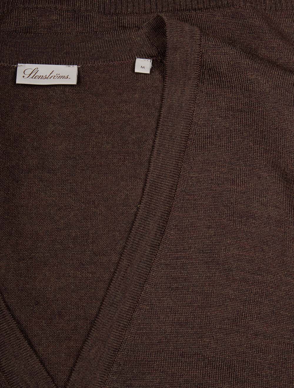 Knitted Cardigan Merino Dark Brown Melange – Image 4