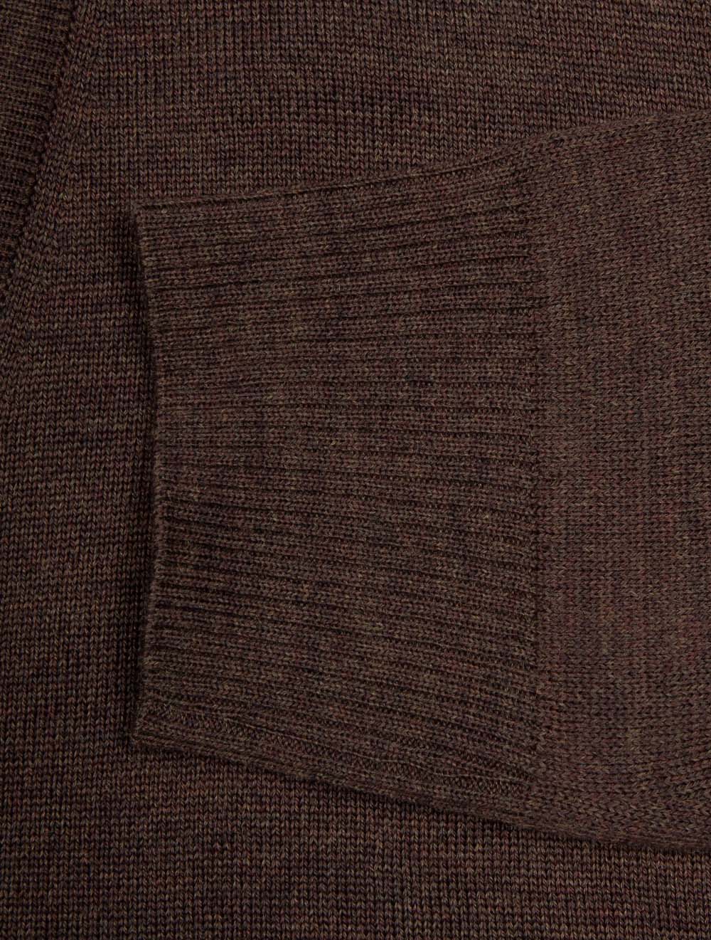 Knitted Cardigan Merino Dark Brown Melange – Image 5