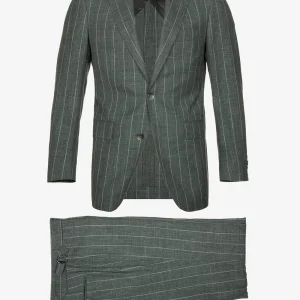 Peaked Lapel Chalk Stripe Summertime Suit Green