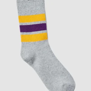 GREY MELANGE STRIPED SOCKS