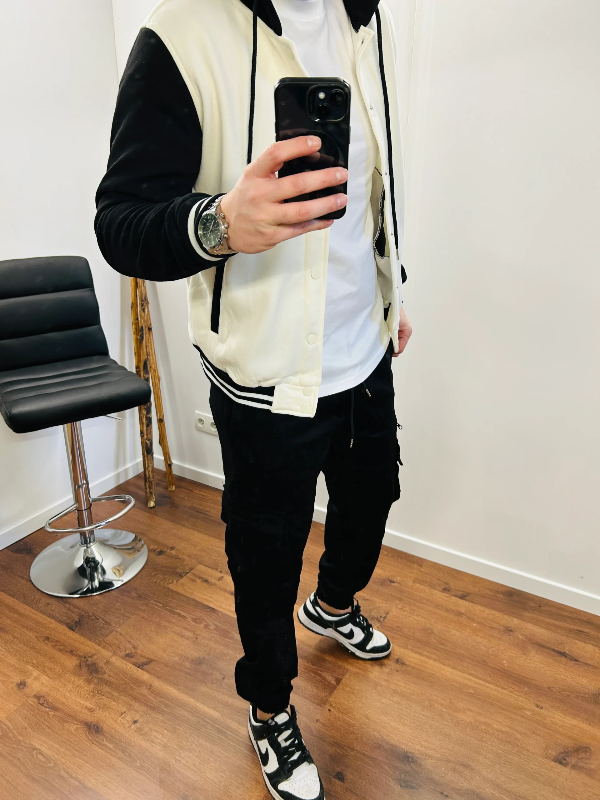 Veste Teddy Capuche Noir