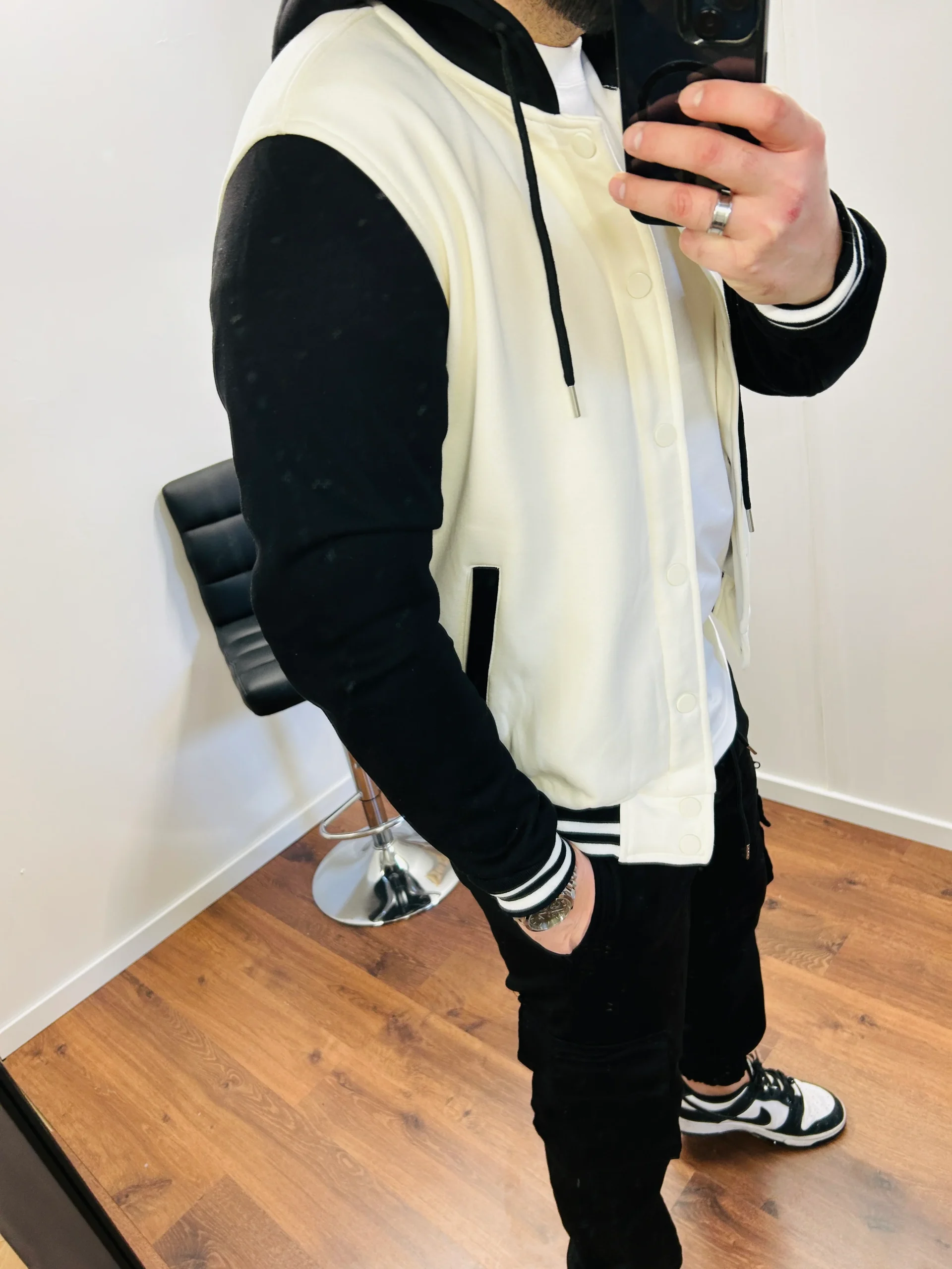 Veste Teddy Capuche Noir – Image 2