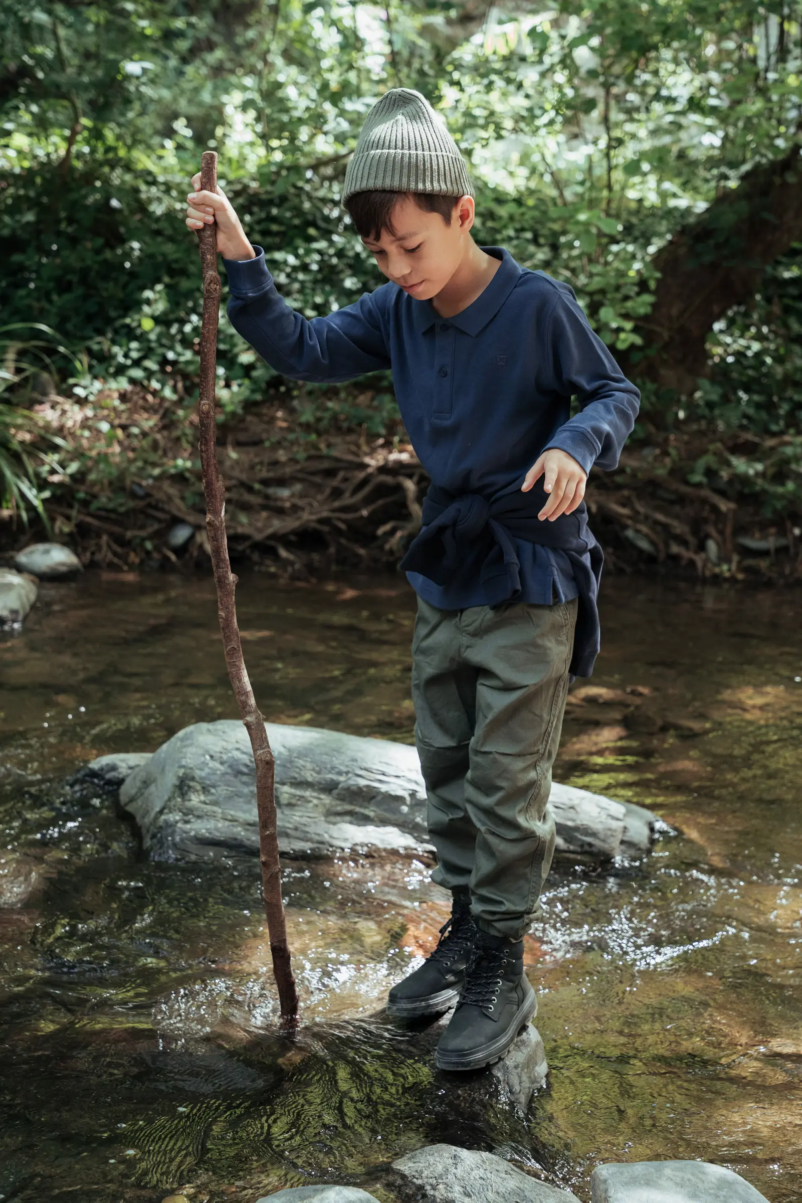 IMPERIAL BLUE NATURE KIDS LONG SLEEVE POLO – Image 4