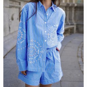 Ensemble Shorts Chemise Brodée