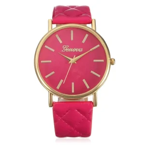 Montre femme sans chiffre à Quartz – effet matelassé