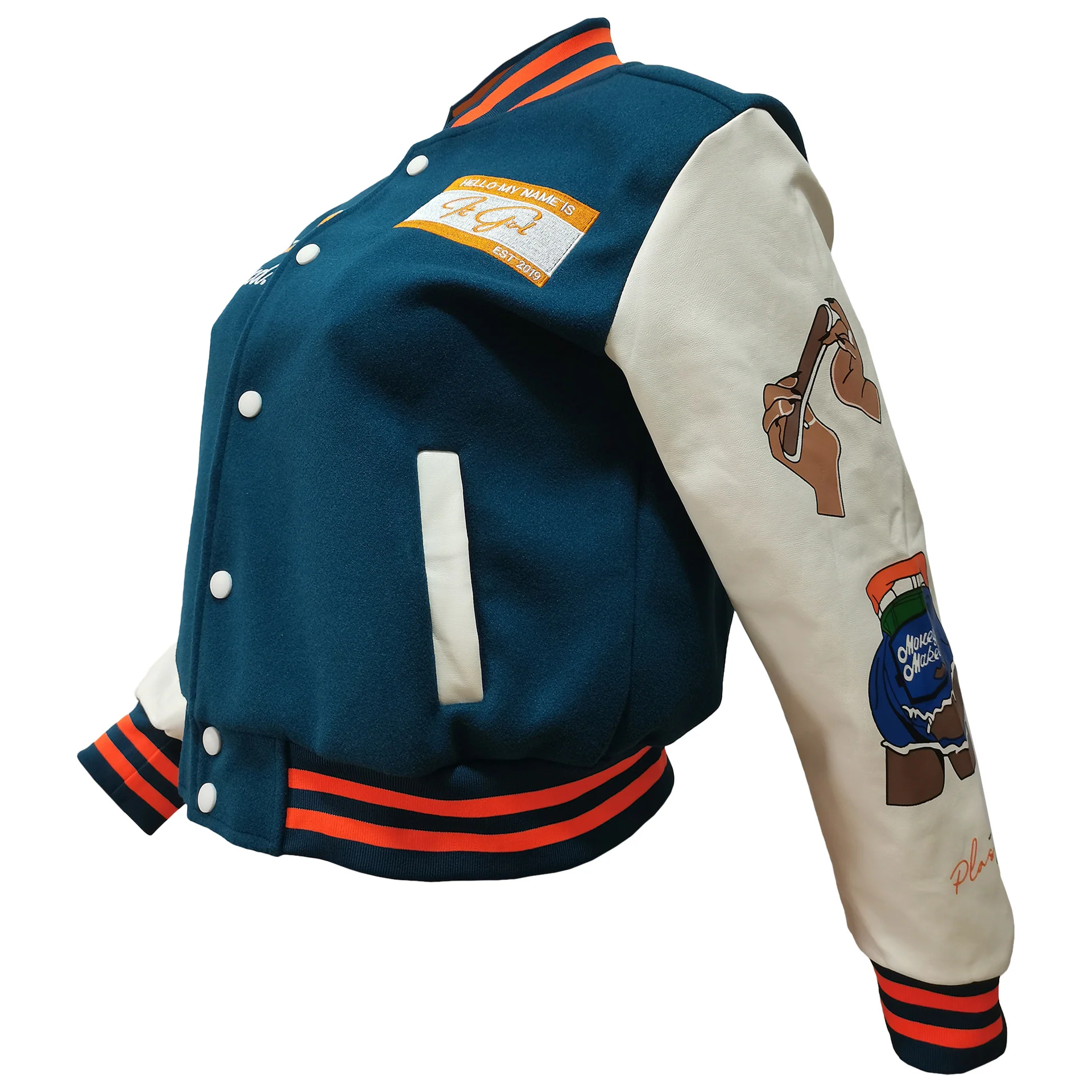 Veste Teddy Américaine avec Broderie "peace" – Image 6