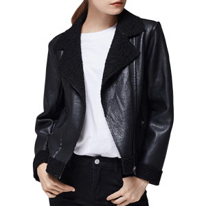 Blouson simili cuir noir femme
