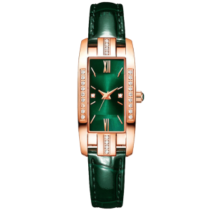 Montre rectangulaire femme vintage – Vert Emeraude