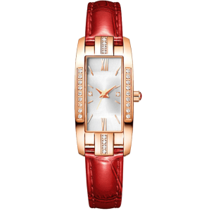 Montre rectangulaire rouge – Strass Classe