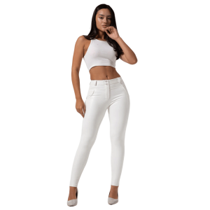 Pantalon simili cuir blanc Push-Up et Classe