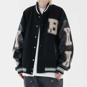 Veste américaine style baseball squelette