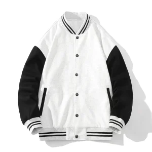 Veste Baseball Blanche et Noir